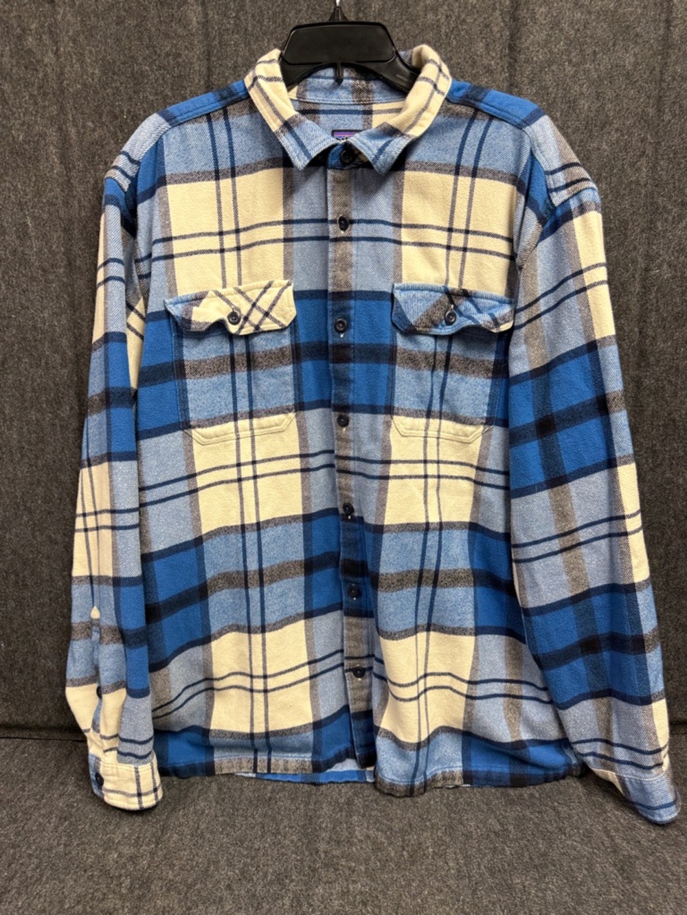Patagonia Blue & Cream Plaid Flannel Shirt
